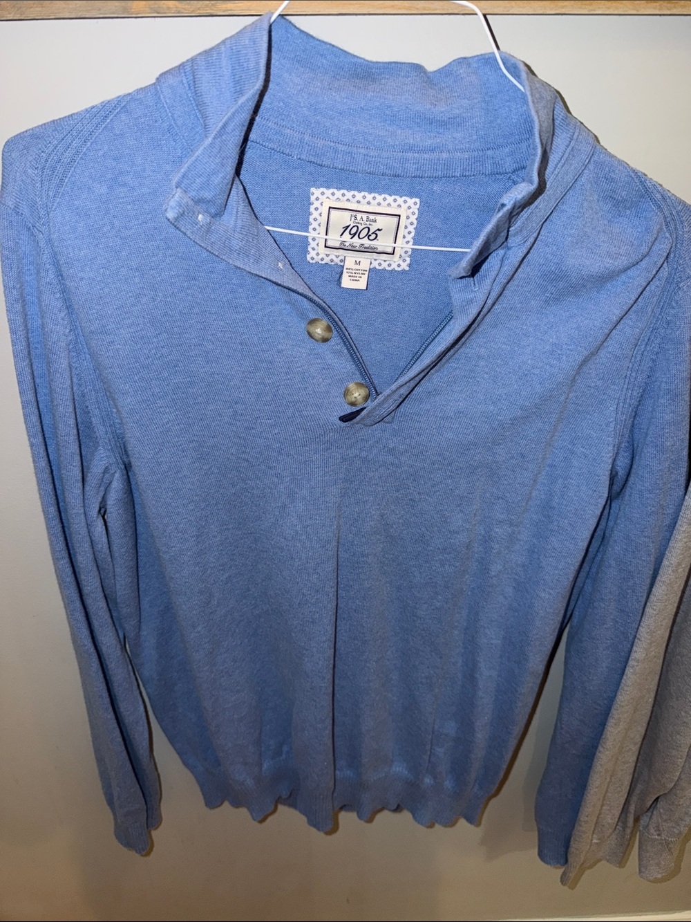 Blue Long-Sleeve Knit Henley Top